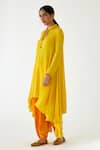 Nikasha_Yellow 100% Viscose Crepe Embroidery Coin Neckline Tunic And Dhoti Pant Set _Online_at_Aza_Fashions