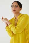 Shop_Nikasha_Yellow 100% Viscose Crepe Embroidery Coin Neckline Tunic And Dhoti Pant Set _Online_at_Aza_Fashions