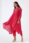Nikasha_Pink 100% Viscose Crepe Coin, Bandhani Keyhole Printed Tunic And Dhoti Pant Set _Online_at_Aza_Fashions