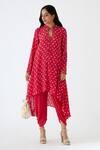 Buy_Nikasha_Pink 100% Viscose Crepe Coin, Bandhani Keyhole Printed Tunic And Dhoti Pant Set _Online_at_Aza_Fashions