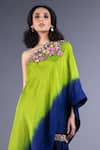 Nupur Kanoi_Blue Habutai Silk Asymmetric One Shoulder Cape And Sharara Set  _at_Aza_Fashions