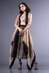 Buy_Nupur Kanoi_Black Banarasi Silk U Neck Organza Jacket And Lehenga Set _at_Aza_Fashions