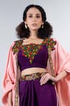 Nupur Kanoi_Purple Habutai Silk U Neck Organza Jacket And Dhoti Pant Set _at_Aza_Fashions