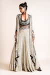 Buy_Nupur Kanoi_Off White Jacket And Pant- Georgette & Blouse- Kaftan & Circular Set  _at_Aza_Fashions