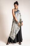 Buy_Nupur Kanoi_Off White Crepe Mirror, Beads, Peacock Print, Sequins And Cape & Gharara Set _at_Aza_Fashions