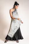 Shop_Nupur Kanoi_Off White Crepe Mirror, Beads, Peacock Print, Sequins And Cape & Gharara Set _at_Aza_Fashions
