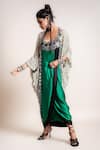 Buy_Nupur Kanoi_Green Kite- Georgette And Sack Dress- Satin Print & Embroidery Jacket &  _Online_at_Aza_Fashions