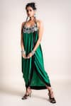 Buy_Nupur Kanoi_Green Satin Double Sack Dress_at_Aza_Fashions