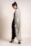 Shop_Nupur Kanoi_Black Kite- Georgette And Jumpsuit- Satin Print & With Gather Jacket  _at_Aza_Fashions
