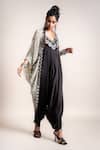 Nupur Kanoi_Black Kite- Georgette And Jumpsuit- Satin Print & With Gather Jacket  _Online_at_Aza_Fashions