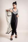 Buy_Nupur Kanoi_Black Kite- Georgette And Jumpsuit- Satin Print & With Gather Jacket  _Online_at_Aza_Fashions