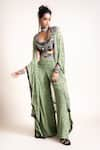 Buy_Nupur Kanoi_Green Georgette Printed And Embroidered Peacock Kaftan A-line Pant Set  _Online_at_Aza_Fashions