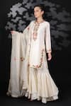 Buy_Nikasha_White Handwoven Cotton Jamdani Round Kurta Set _at_Aza_Fashions