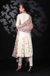 Shop_Nikasha_White Handwoven Cotton Jamdani Embroidery Notched Printed Anarkali Set _at_Aza_Fashions
