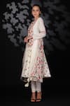 Nikasha_White Handwoven Cotton Jamdani Embroidery Notched Printed Anarkali Set _Online_at_Aza_Fashions