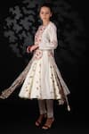 Buy_Nikasha_White Handwoven Cotton Jamdani Embroidery Notched Printed Anarkali Set _Online_at_Aza_Fashions