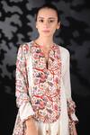 Shop_Nikasha_White Handwoven Cotton Jamdani Embroidery Notched Printed Anarkali Set _Online_at_Aza_Fashions