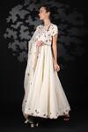 Buy_Nikasha_White Handwoven Cotton Jamdani Round Printed Anarkali Set _Online_at_Aza_Fashions