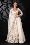 Buy_Nikasha_White Handwoven Cotton Jamdani V Neck Lehenga Set _at_Aza_Fashions