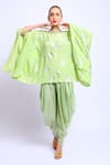 Nikasha_Green Crepe Boat Printed Kaftan And Dhoti Pant Set _Online_at_Aza_Fashions