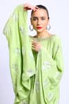 Shop_Nikasha_Green Crepe Boat Printed Kaftan And Dhoti Pant Set _Online_at_Aza_Fashions