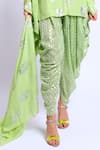 Nikasha_Green Crepe Boat Printed Kaftan And Dhoti Pant Set _at_Aza_Fashions