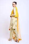 Buy_Nikasha_Beige Crepe, Georgette, Mukaish Net Kurta U Neck Jacket Printed Set With _Online_at_Aza_Fashions