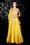 Buy_Nikasha_Yellow Cotton Silk, Matka Silk, Chinon Chiffon U Neck Floral Print Lehenga Set _at_Aza_Fashions