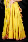 Nikasha_Yellow Cotton Silk, Matka Silk, Chinon Chiffon U Neck Floral Print Lehenga Set _at_Aza_Fashions