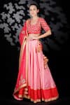 Buy_Nikasha_Red Cotton Silk, Matka Silk, Chinon Printed Lehenga And Embroidered Blouse Set _at_Aza_Fashions