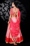 Shop_Nikasha_Red Cotton Silk, Matka Silk, Chinon Printed Lehenga And Embroidered Blouse Set _at_Aza_Fashions