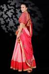 Nikasha_Red Cotton Silk, Matka Silk, Chinon Printed Lehenga And Embroidered Blouse Set _Online_at_Aza_Fashions