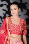 Buy_Nikasha_Red Cotton Silk, Matka Silk, Chinon Printed Lehenga And Embroidered Blouse Set _Online_at_Aza_Fashions