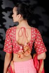 Shop_Nikasha_Red Cotton Silk, Matka Silk, Chinon Printed Lehenga And Embroidered Blouse Set _Online_at_Aza_Fashions
