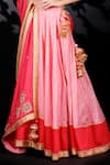 Nikasha_Red Cotton Silk, Matka Silk, Chinon Printed Lehenga And Embroidered Blouse Set _at_Aza_Fashions