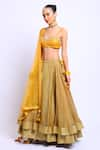 Buy_Nikasha_Beige Cotton Silk Scoop Neck Printed Layered Lehenga Set _Online_at_Aza_Fashions