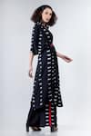 Nupur Kanoi_Black Crepe V Neck Printed Kaftan Kurta And Pant Set  _Online_at_Aza_Fashions