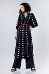 Buy_Nupur Kanoi_Black Crepe V Neck Printed Kaftan Kurta And Pant Set  _Online_at_Aza_Fashions