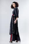 Shop_Nupur Kanoi_Black Crepe V Neck Printed Kaftan Kurta And Pant Set  _Online_at_Aza_Fashions