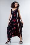 Buy_Nupur Kanoi_Black Crepe Round Shibori Print Dhoti Saree With Blouse  _at_Aza_Fashions