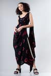 Nupur Kanoi_Black Crepe Round Shibori Print Dhoti Saree With Blouse  _Online_at_Aza_Fashions