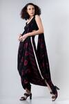 Shop_Nupur Kanoi_Black Crepe Round Shibori Print Dhoti Saree With Blouse  _Online_at_Aza_Fashions