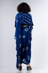Shop_Nupur Kanoi_Blue Crepe V Neck Printed Dhoti Saree With Kaftan Blouse  _at_Aza_Fashions