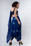 Shop_Nupur Kanoi_Blue Crepe Round Printed Dhoti Saree With Blouse  _at_Aza_Fashions