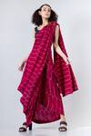 Buy_Nupur Kanoi_Pink Crepe Round Pre-draped Saree With Blouse_Online_at_Aza_Fashions