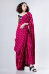 Nupur Kanoi_Pink Crepe Round Pre-draped Saree With Blouse_Online_at_Aza_Fashions