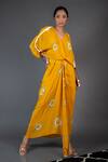 Nupur Kanoi_Yellow Crepe Printed Draped Dress_Online_at_Aza_Fashions