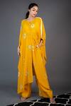 Buy_Nupur Kanoi_Yellow Crepe Geometric Round Printed Kaftan Jacket With Pants_at_Aza_Fashions