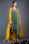 Nupur Kanoi_Yellow Crepe Geometric And Leheriya V Neck Printed Jumpsuit With Jacket_Online_at_Aza_Fashions