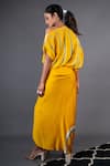 Shop_Nupur Kanoi_Yellow Bemberg Satin Print Leheriya One Shoulder Top And Skirt Set  _at_Aza_Fashions
